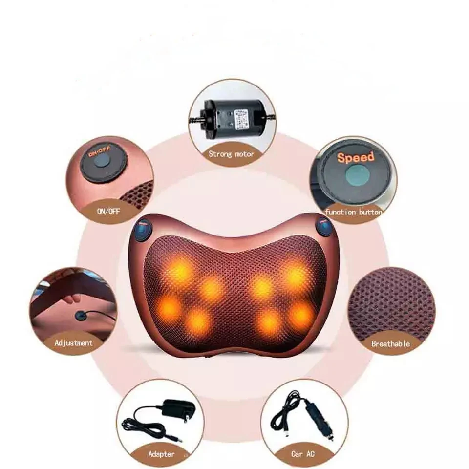 

Cervical Shiatsu Massage Neck Back Waist Body Electric Multifunctional Massage Car Home Pillow Cushion Head Infrared Heating