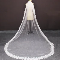 new arrival 3 meters long lace wedding veil with comb soft tulle 3m bridal veil white ivory veil voile mariage bride accessories