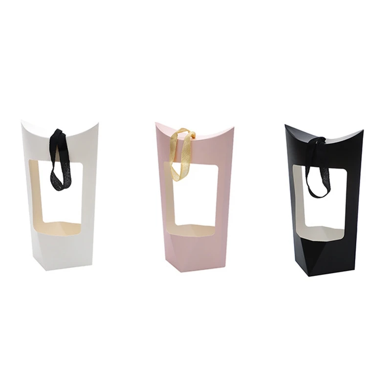 

Paper Flowers Box Handbag Rose Florist Bouquet Gift Wedding Gift Packing Cardboard Valentine's Day Party Decoration