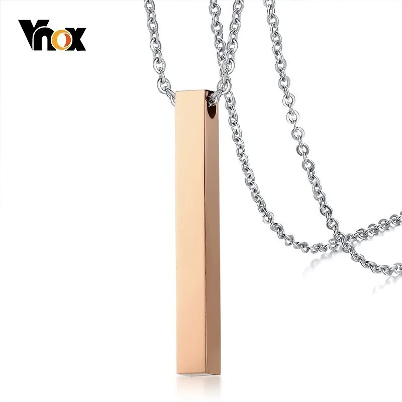 Vnox нержавеющая сталь Вертикальный бар ID кулон ожерелья для мужчин женщин
