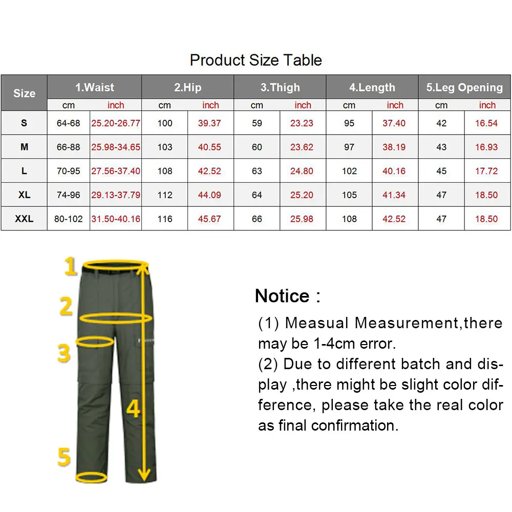 

Facecozy Men Summer Thin Removable Quick Dry Hiking Pants Breathable Fishing Military Trousers Outdoor Sports Light Short Pants