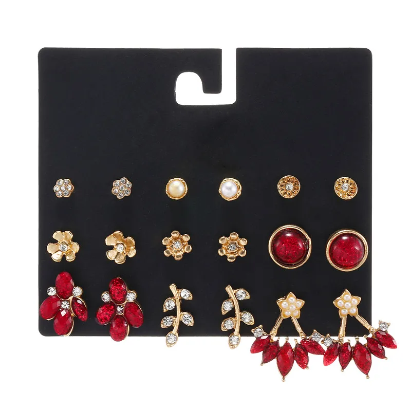 Комплект сережек для женщин 9 пар/комплект винтажный женщин|Серьги-гвоздики| |
