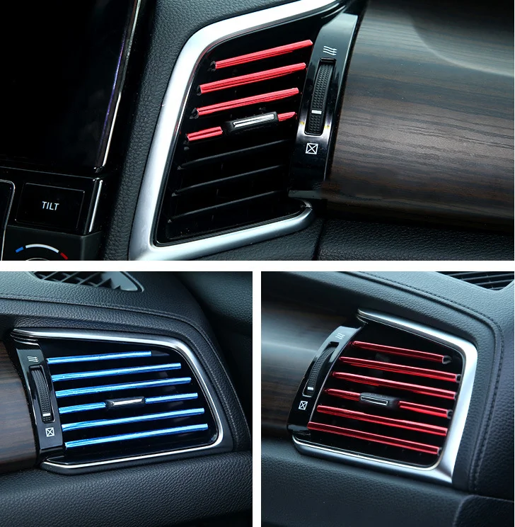 

Car Air Outlet Decoration Strip Interior Accessories for Volkswagen GTI GOLF 5 6 7 t5 t7 MK6 MK7 POLO passat B5 B6 B7 B8