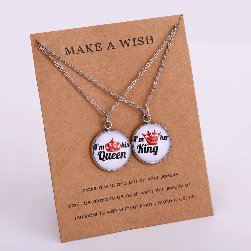 A SET Love Crown Her King His ожерелье с надписью Queen Best Friends женские ювелирные изделия для