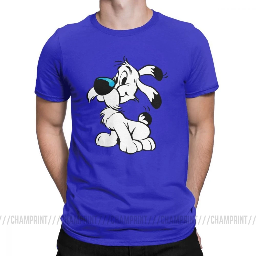 Мужские футболки Asterix And Obelix Новинка хлопковые футболки с коротким рукавом Dogmatix Idefix Ideafix Obelix футболка для собак топы размера плюс - Цвет: Синий