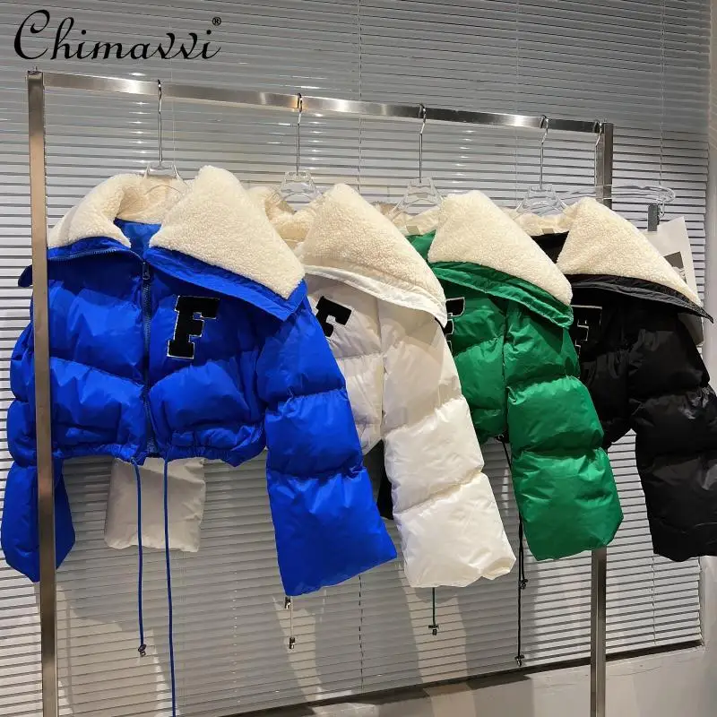 

women 2021 Winter New fashion high street Fleece Sailor Collar Drawstring Short coat ladies simple solid Cotton-Padded jacket