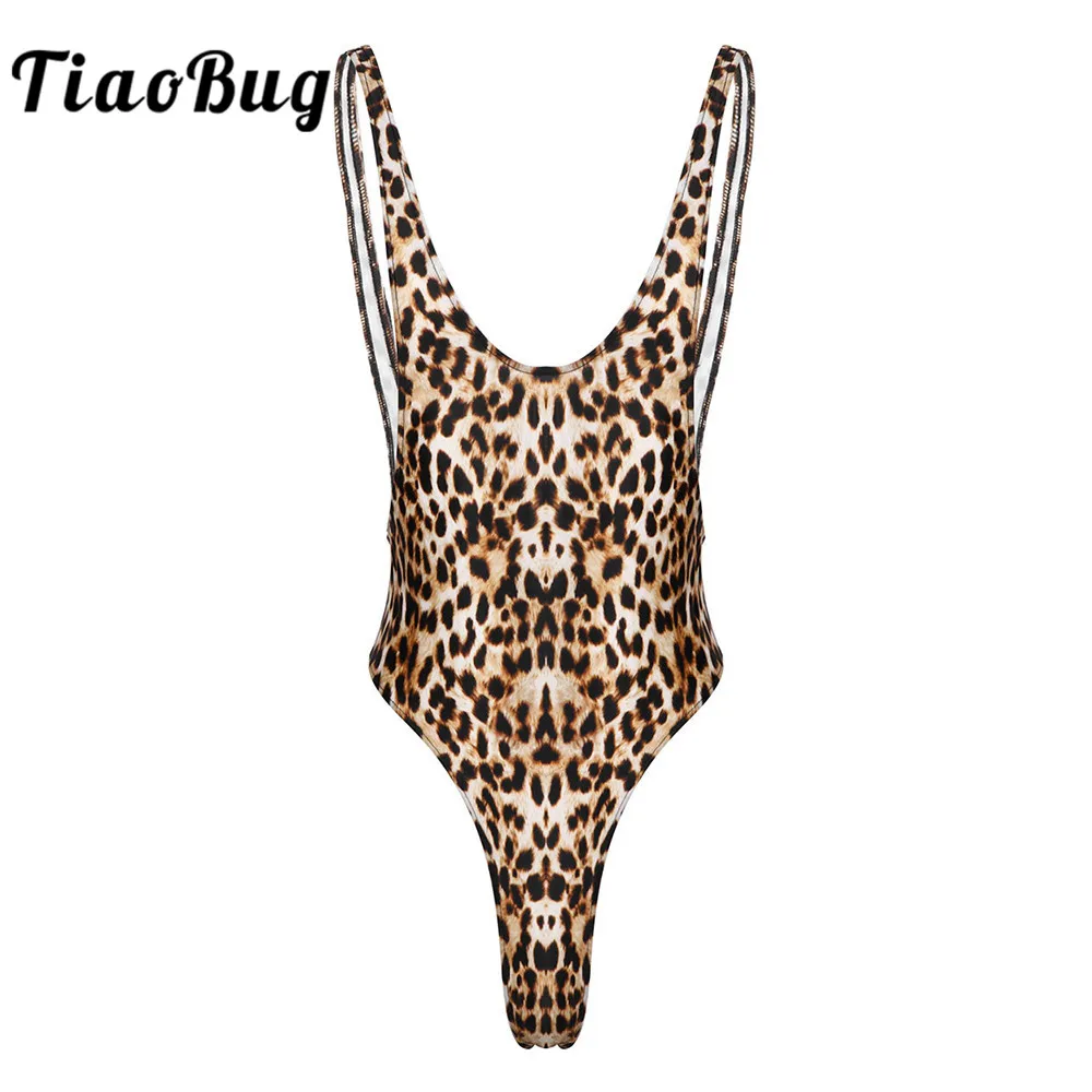 TiaoBug Мужское нижнее белье с леопардовым принтом без рукавов открытой спиной