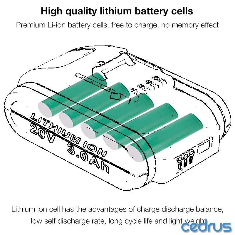 

3000mAh 20V Lithium-Ion Rechargeable Battery for Worx 20V Power Tools WX523 WX390 WX693.9 WX366.5 WG329E WG259E WG629E WG546E