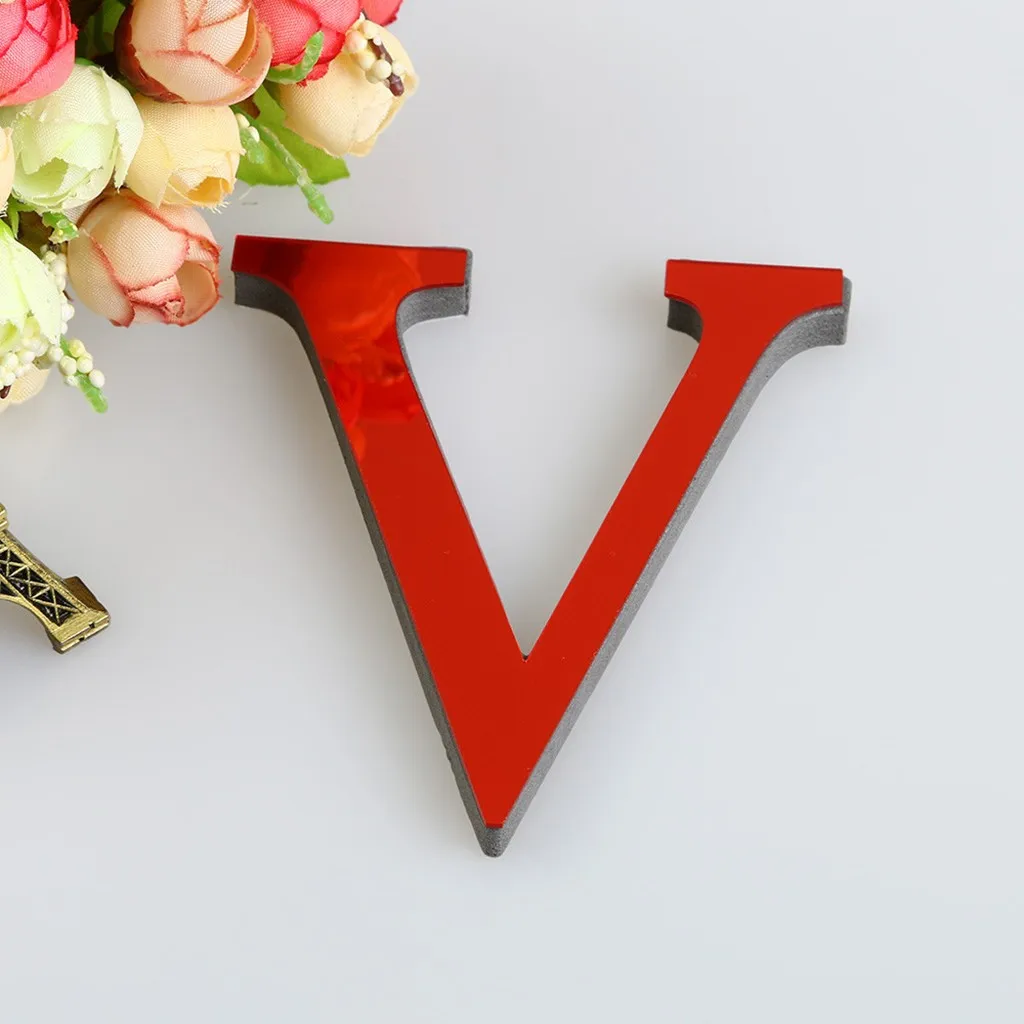 Зеркальная акриловая объемная наклейка сделай сам с 26 буквами большие красные