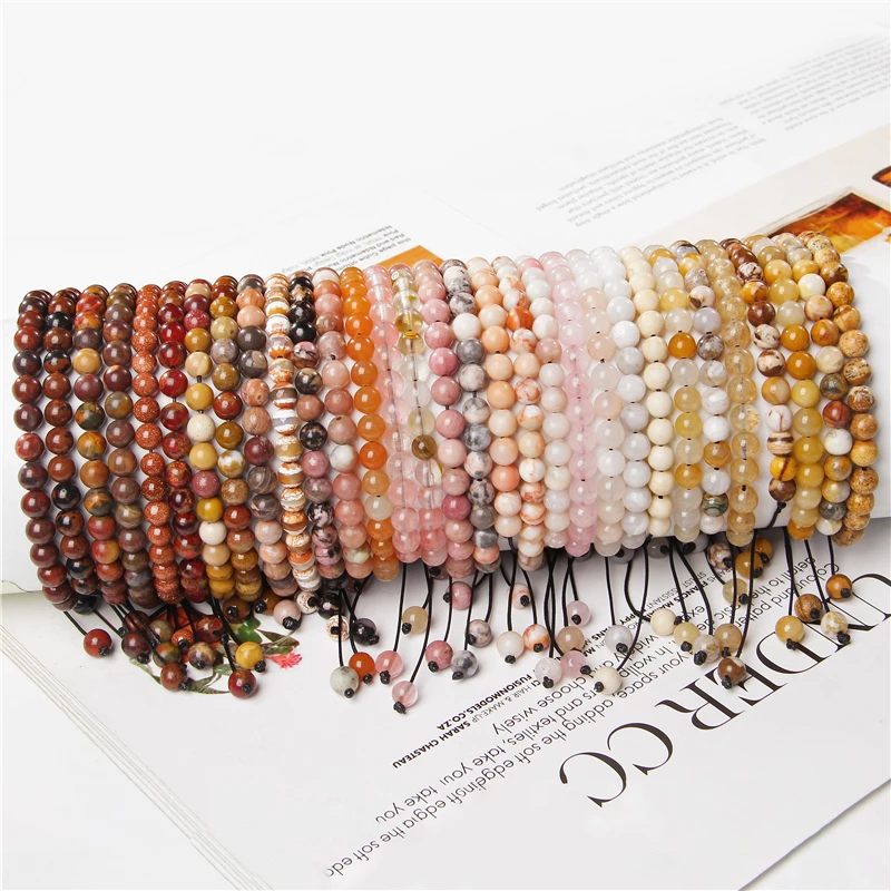 

6MM Real Natural Stone Braided Bracelets For Women Men Beads Bracelet Obsidian Chakra Energy Reiki Handmade Yoga Woven Jewelry