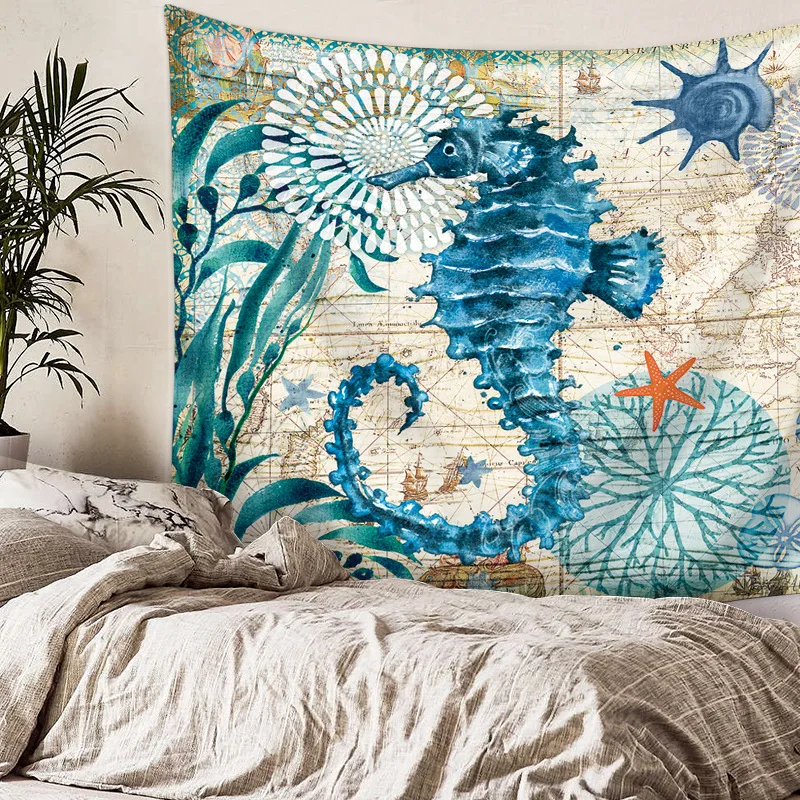 Океан напечатанное слово гобелен гостиной спальни украшения песчаный пляж
