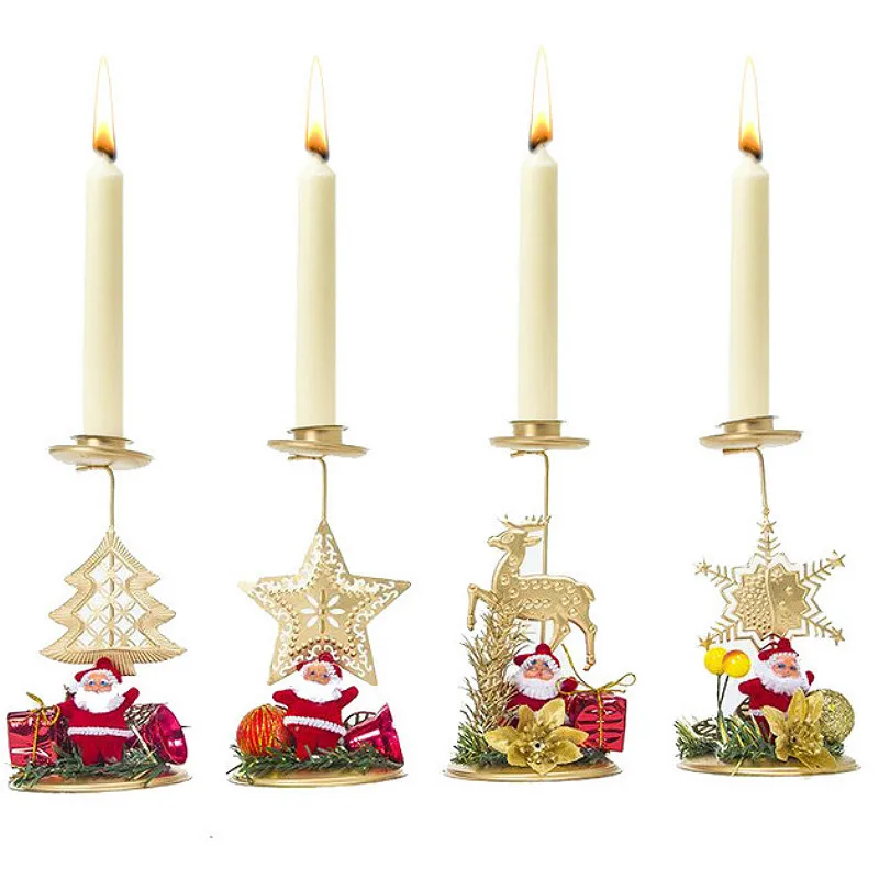 Рождественские золотые подсвечники из кованого железа оформление столов и
