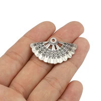 20pcs antique silver color folding fan vintage metal charms pendants for jewelry making diy necklace handmade 3321mm