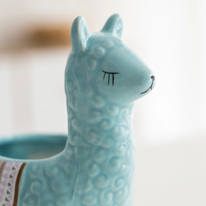 

Desktop Decoration Vase Creative Cute Alpaca Ceramic Flower Plant Pot Office Decor Water Storage Plant Gardening Planting Flower