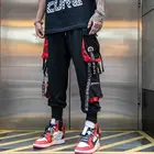 Женские брюки-карго HOUZHOU Punk Grunge, черные брюки-карго в стиле хип-хоп, уличная одежда с ленточным карманом, Джоггеры в стиле Харадзюку, 2021