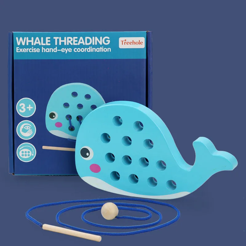 Детские игрушки Монтессори утенок Кит нитка игра детские упражнения для раннего