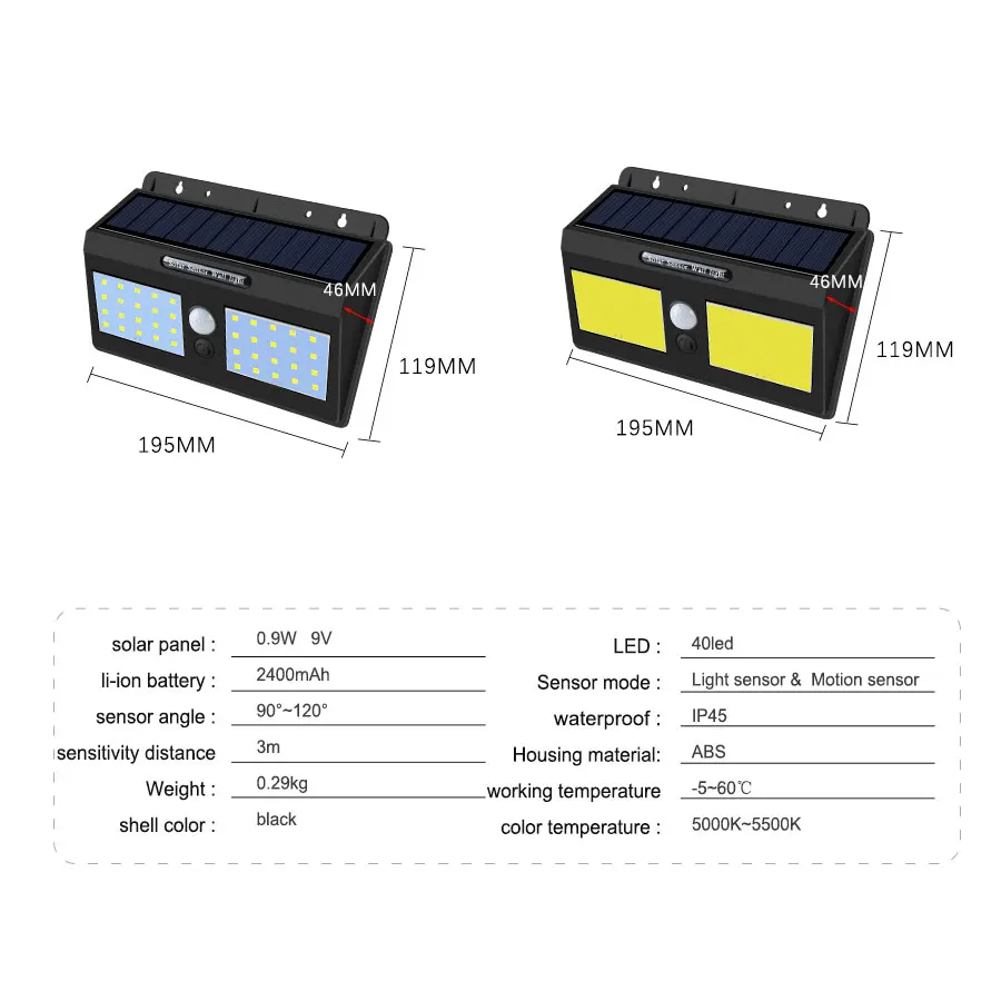 Светодиодный уличный фонарь на солнечной батарее с ИК датчиком движения