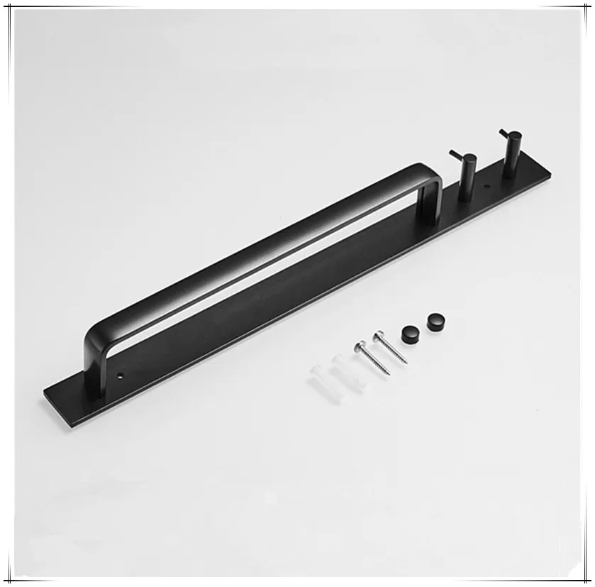 

Space aluminum Black Towel Bar Wall Mounted Bathroom Towel Rack With Double Towel Hooks Bathroom Hardware Pendant