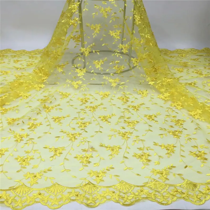 Королевский синий африканский чистая кружевная ткань с бусинами высокого