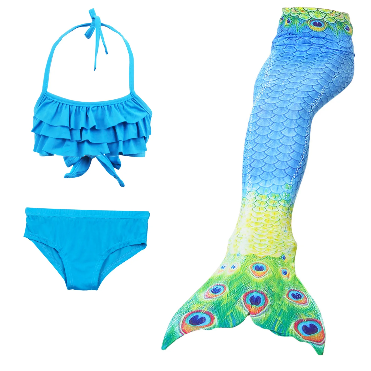 Новый детский купальный костюм Русалочки с плавниками бикини платье для девочек