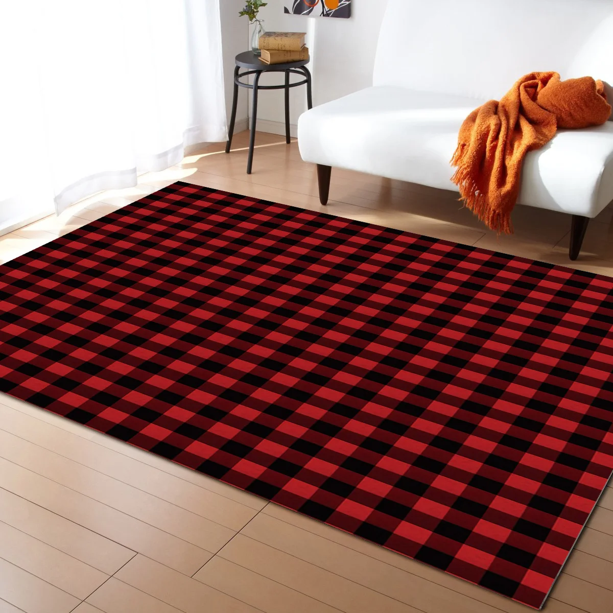 

Red Black Plaid Geometric Buffalo Check Carpets for Living Room Bedroom Area Rug Kids Room Play Mat 3D Printed Home Large Carpet