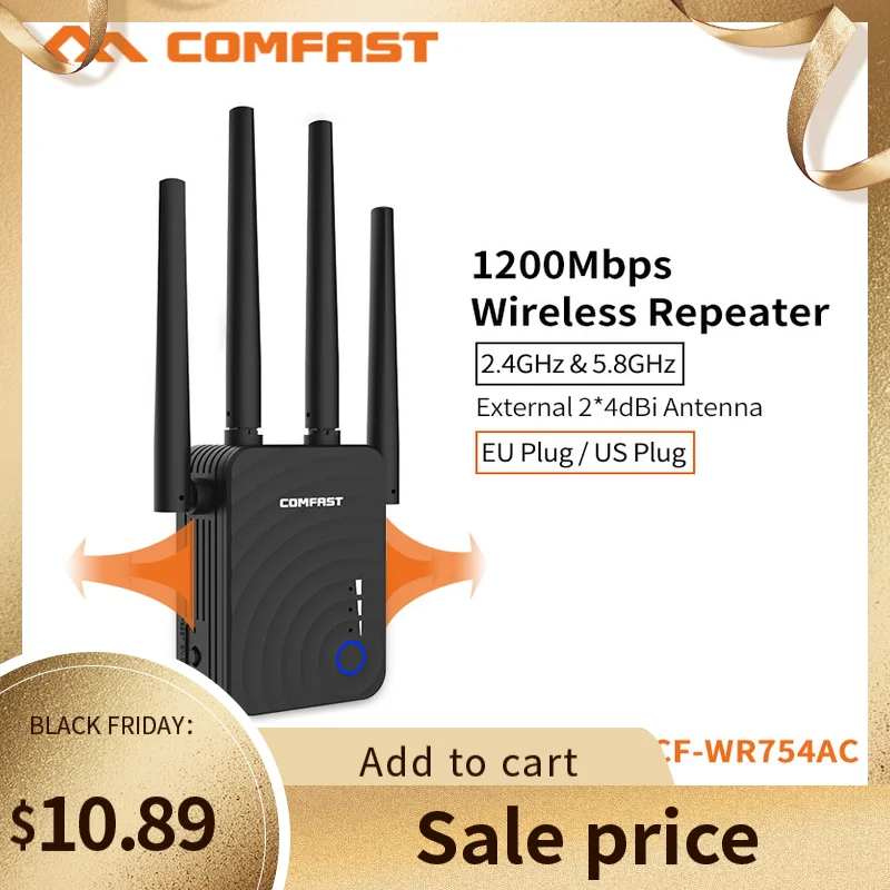 COMFAST Wifi ретранслятор CF-WR754AC 1200 Мбит/с домашний беспроводной WiFi расширитель