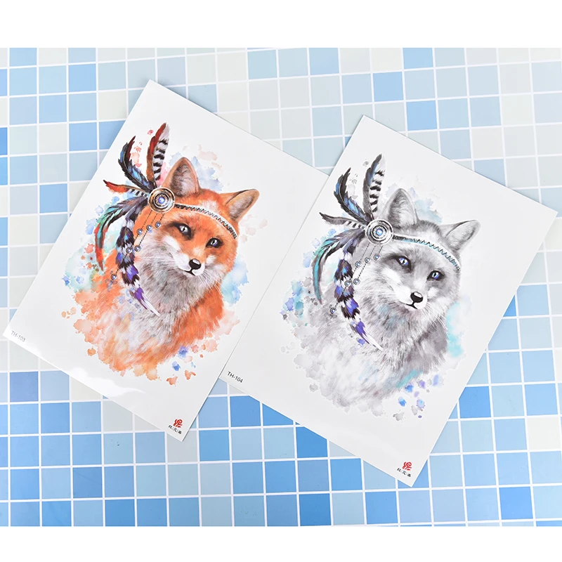 

1 Sheet Tiger Fox Cute Cat Art Temporary Makeup Tattoo Sticker Drawing Body Tattoo