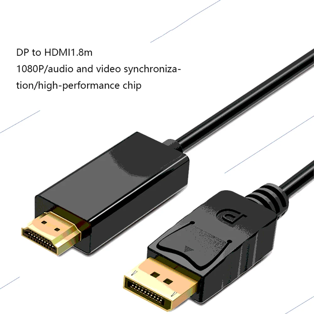 

1080P 60Hz Displayport Naar Hdmi Adapter Kabel Man Op Man Vergulde Dp Naar Hdmi Kabel Voor Pc Laptop HD Projector 1.8M 3M