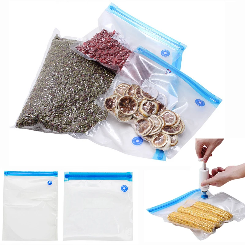 

Reusable Food Vacuum Sealed Bag With Valve Transparent Sealing Packaging Machine Friendly Storage With Pump