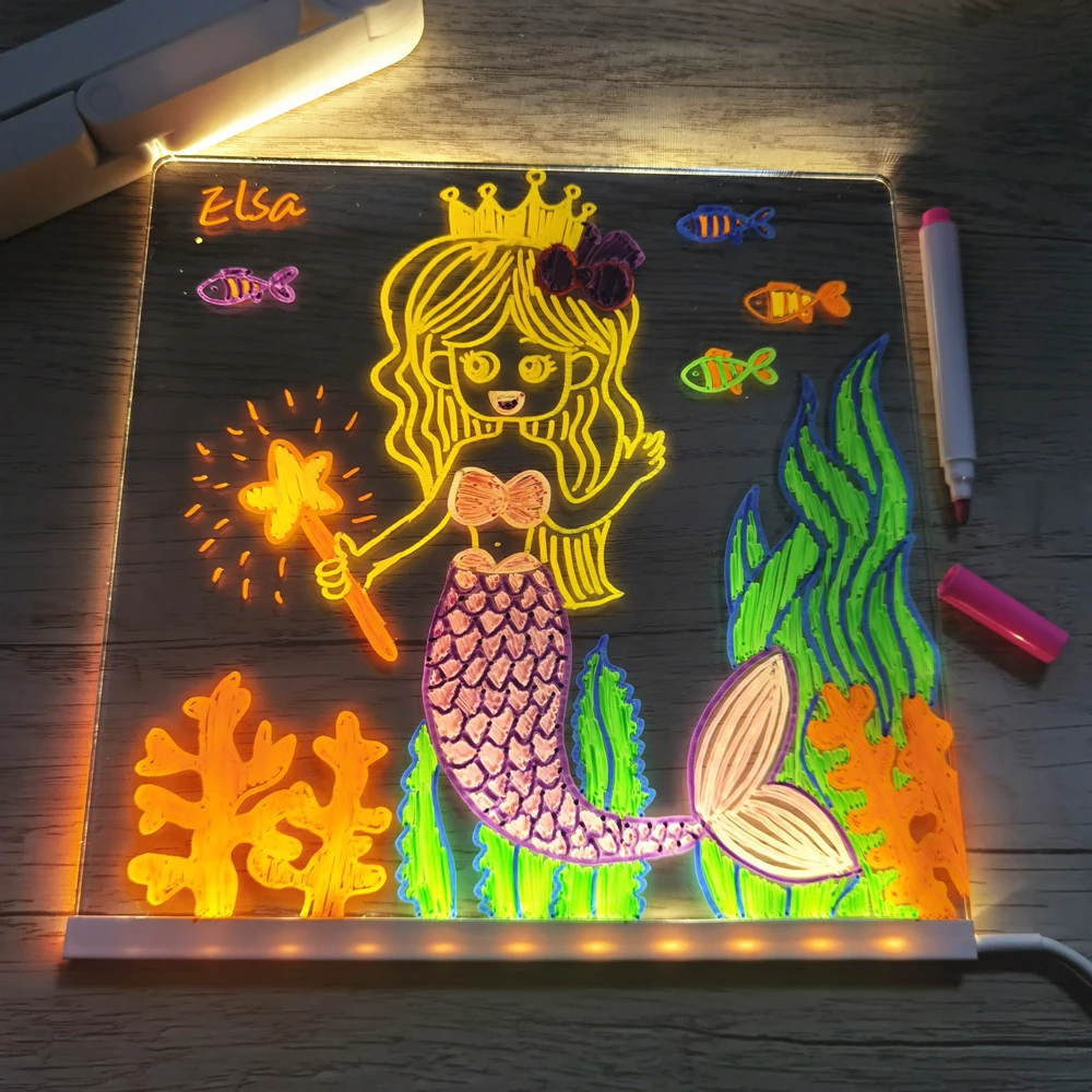 Светильник с доской для сообщений, ручкой USB, ночным светом для детей с возможностью рисования, персонализированная настольная лампа для декора спальни, подарок на день рождения для пары.