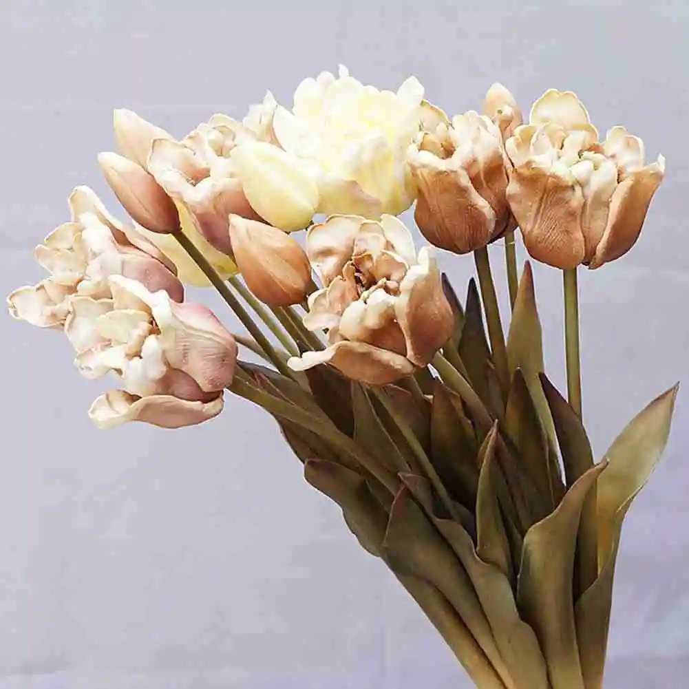 

5PCS Tulip Artificial Flower Real Artificial Bouquet Fake Flower For Wedding Decoration Flowers Home Garen Indoor Decor