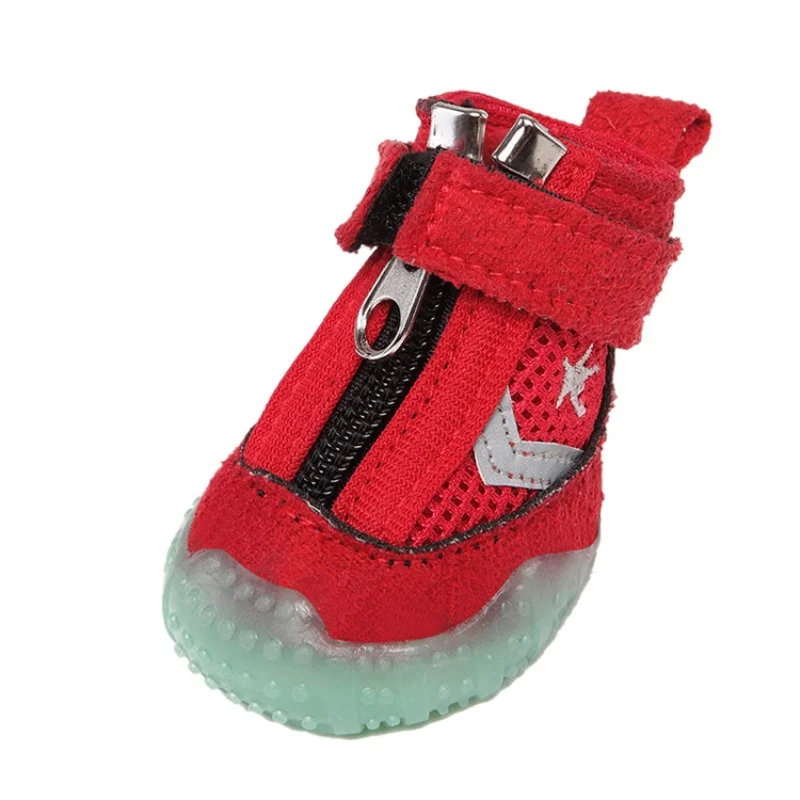 

4 Pcs/Sets Luminous Pet Dogs Autumn Winter Reflective Boots Waterproof Warm Comfortable Shoes Dogs Paw Protector