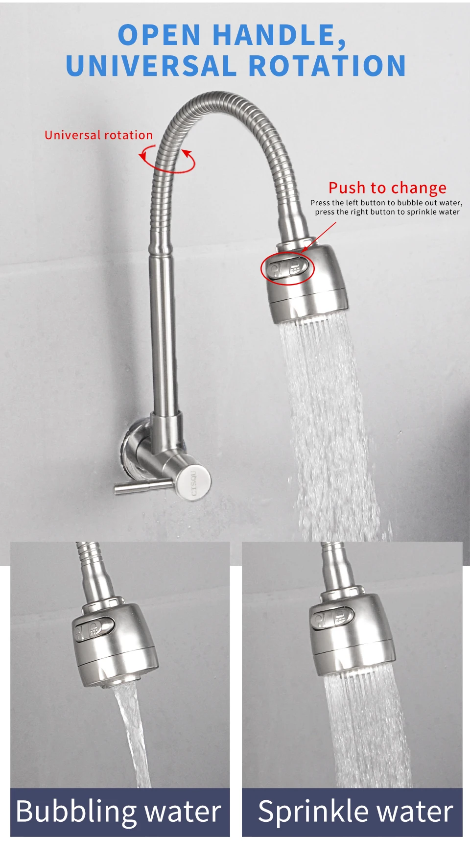 

Wash Basin Sink Kitchen Faucet 304 Stainless Steel In-Wall Mop Pool Laundry Pool 1/2'' BSP Threaded Single Cold Faucet