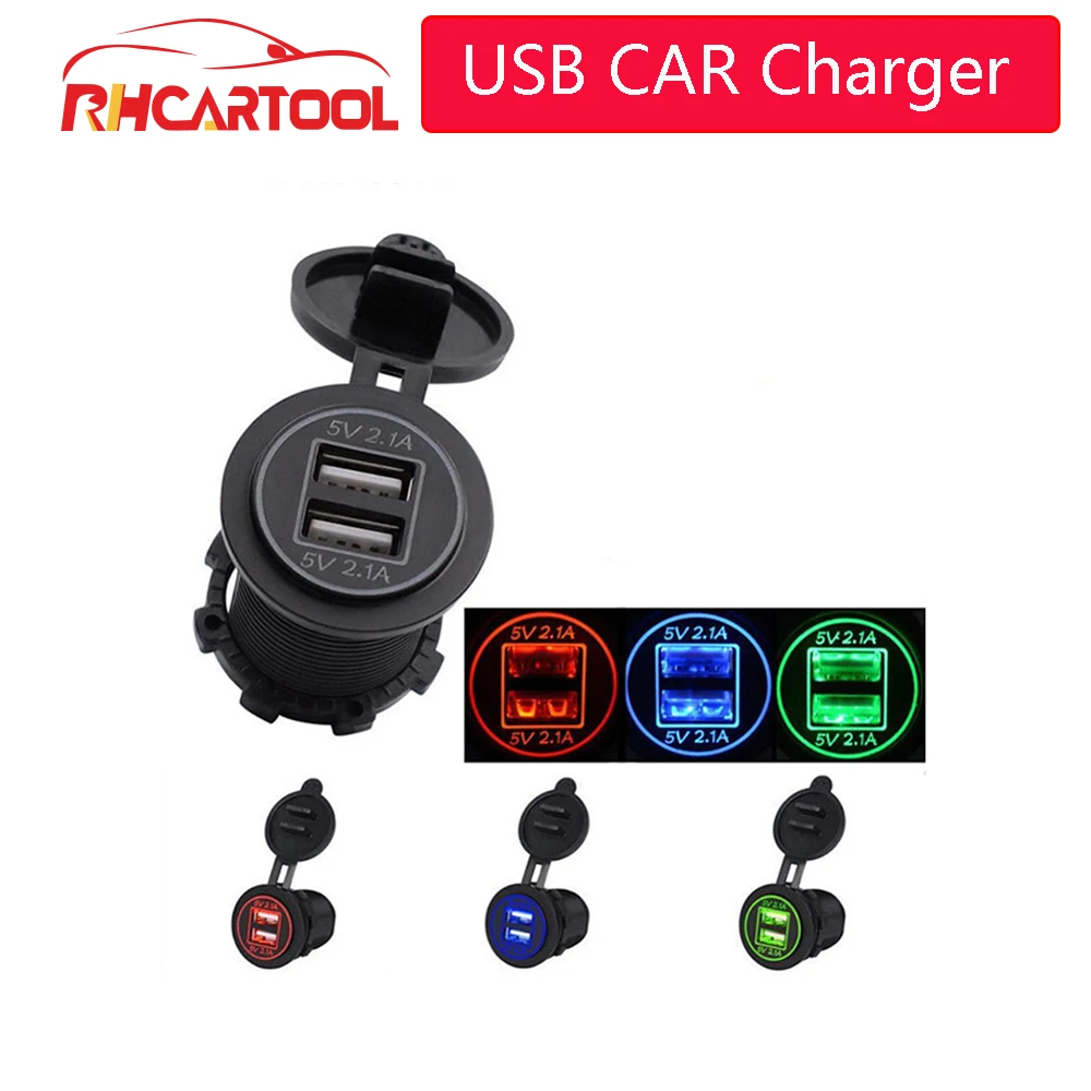 Лучшая цена 12-24 в USB зарядное устройство для мотоцикла Авто Грузовик ATV Лодка светодиодный двойной USB разъем зарядное устройство адаптер питания розетка мощность