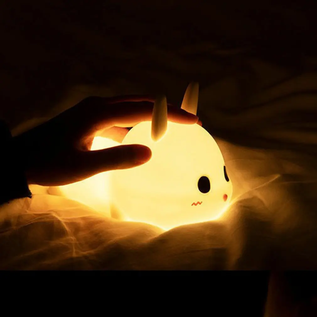 

Светодиодный ночник с кроликом, сенсорный силиконовый мини-светильник с дистанционным управлением, украшение для гостиной, ночсветильник ...