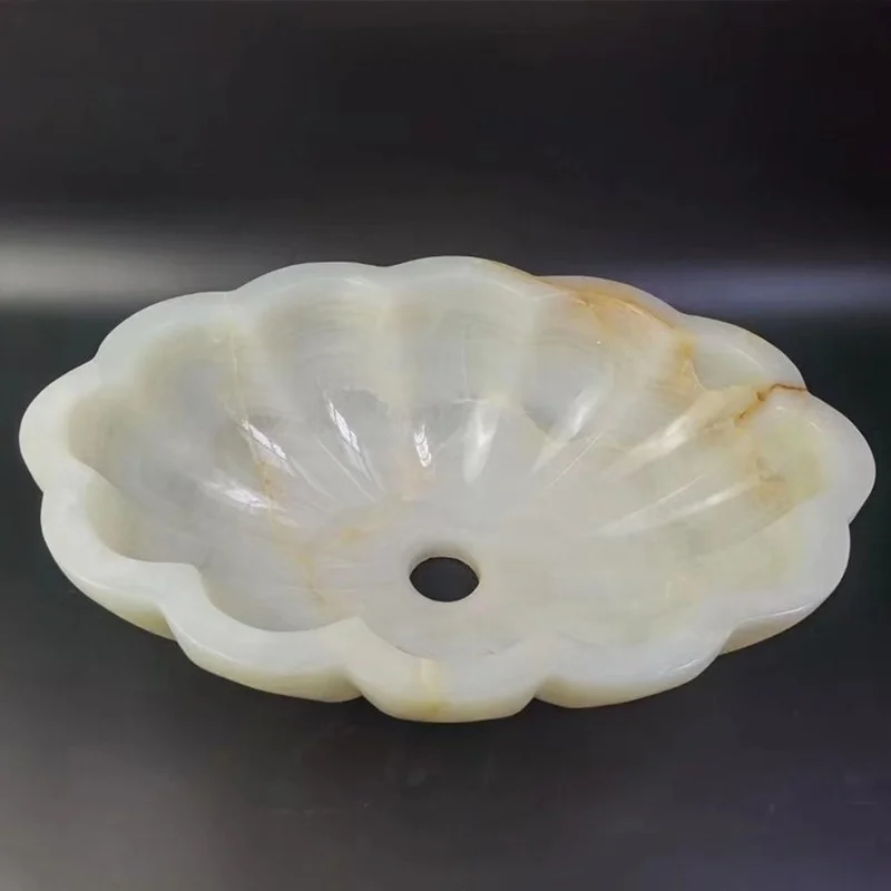 

Декоративная раковина из натурального оникса, полированные раковины из белого оникса