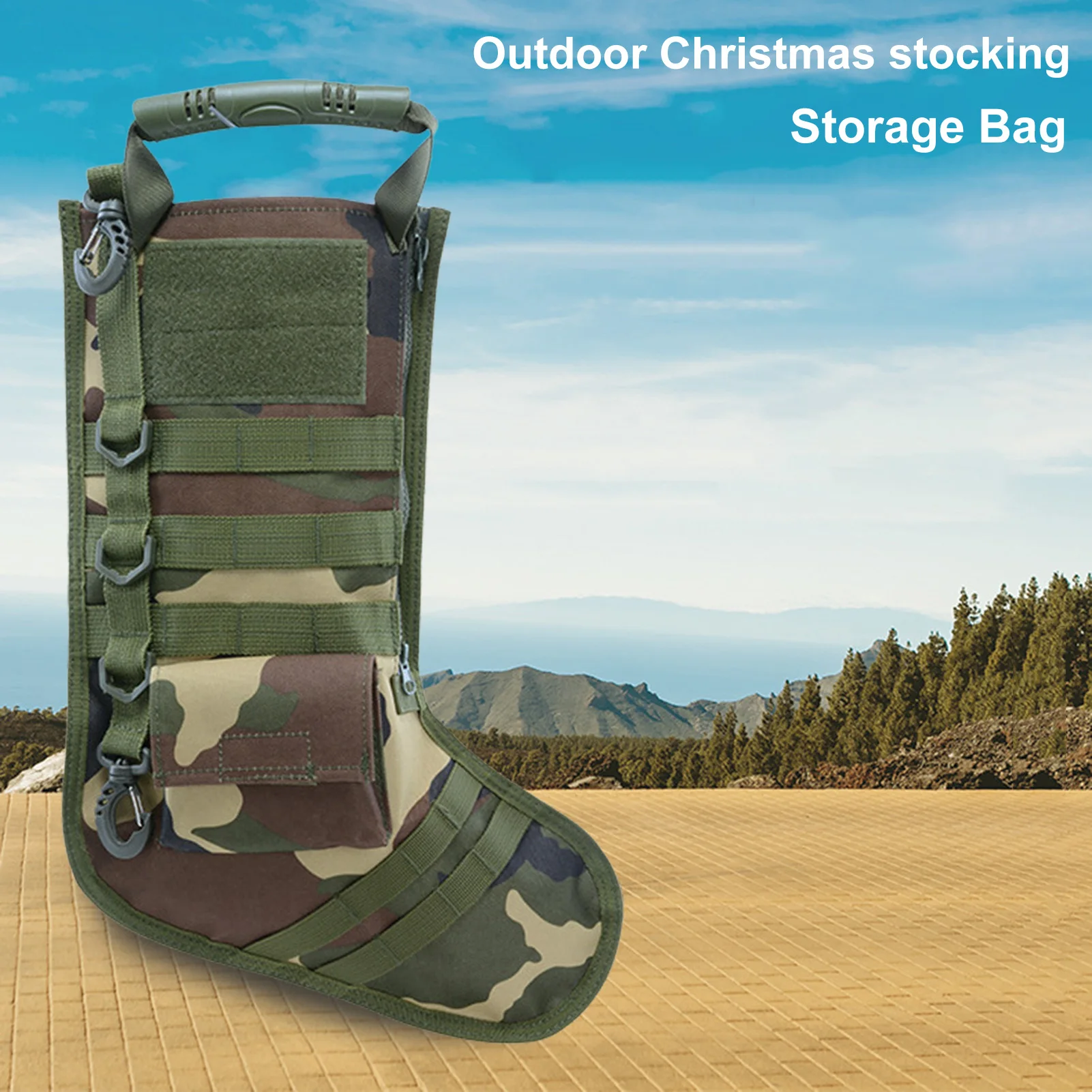 Тактические рождественские чулки камуфляжного цвета с гладкой молнией и