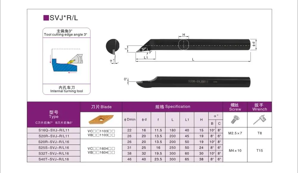 OYYU S16Q-SVJBR11 S16Q-SVJBL11 SVJBR SVJBL Internal Turning Tool Holder CNC Carbide Inserts Shank Boring Bar use VBMT11 - купить по