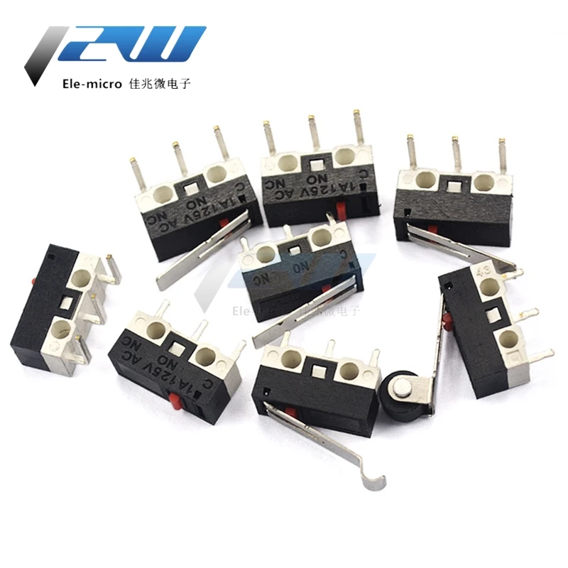 10 шт. 1A 2A 125V AC кнопка мгновенного микро концевой выключатель Мышь переключатель 3