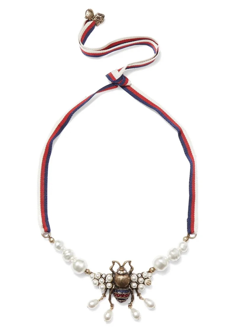 

New British Bow Tie Fashion Retro Bee Pendant Adjustable Cloth Long Necklace Bowtie Women's Jewelry