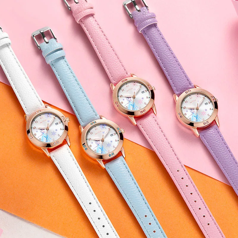 

Girl Princess Elsa Frozen Beautiful Watches Love Pink Clocks Luxury Rhinestone Diamond Young Women Fashon Time Lady Kid Hot Hour