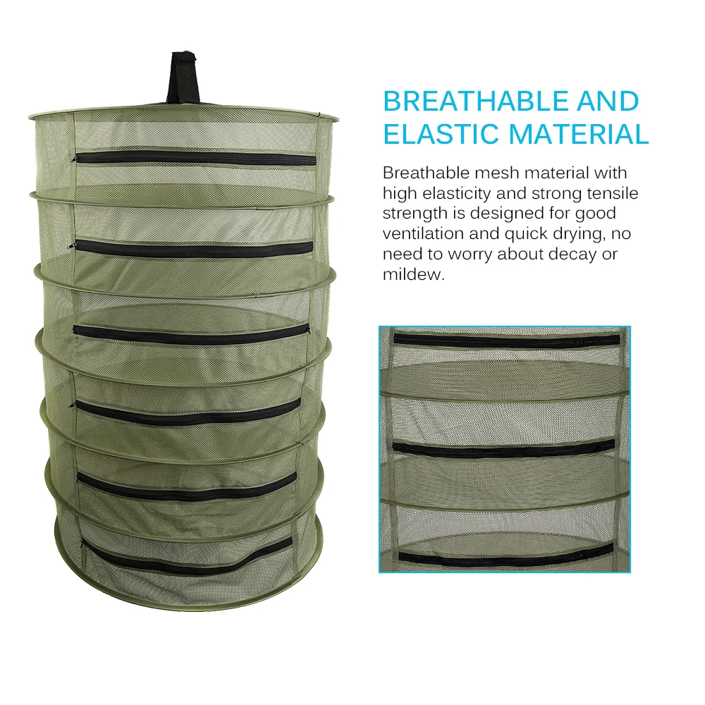 

Panier de schage 4/6 couches pour herbes, panier pliant suspendu avec sac de schage fermeture clair, maille noire pour