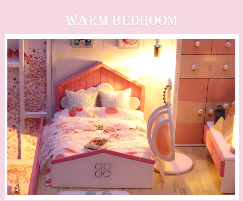 CUTEBEE DIY кукольный домик деревянные кукольные домики Миниатюрный Кукольный дом набор мебели Каса музыка светодиодные игрушки для детей подарок на день рождения M21