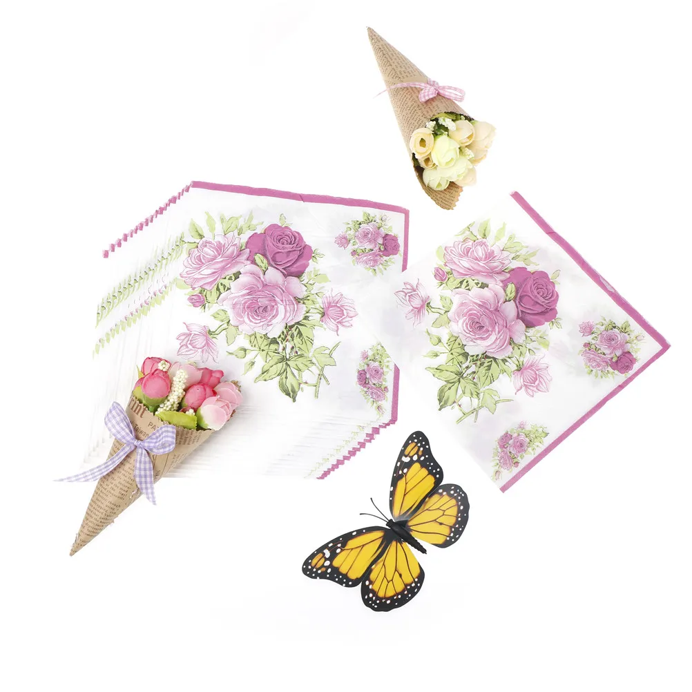 20 фото/партия роза бумажная салфетка цветок праздничный и фотоальбом 33 см * | Дом