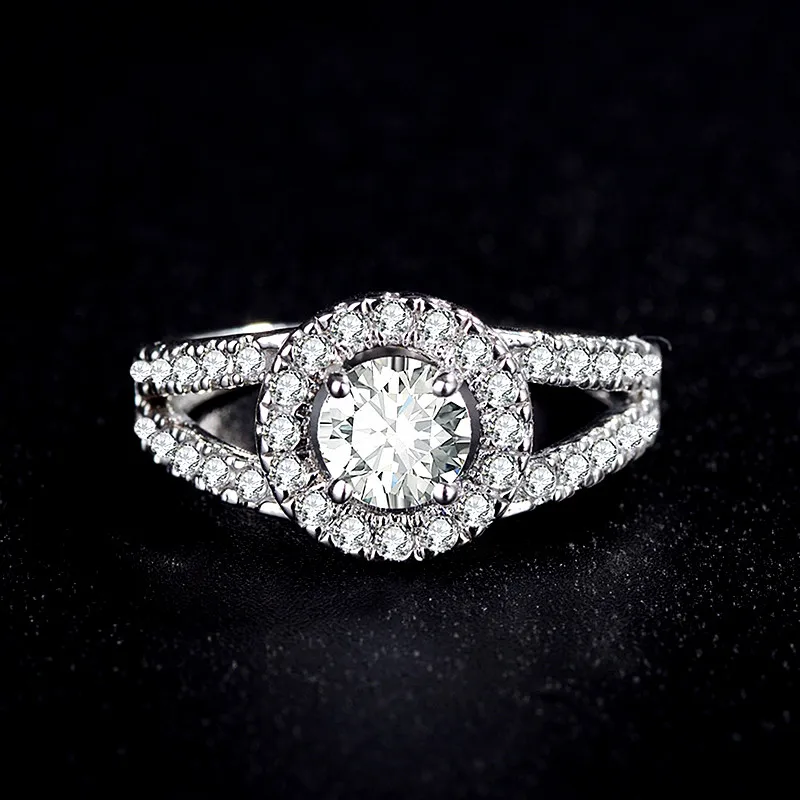 Роскошное Двухслойное обручальное кольцо со льдом чистый круглый Фианит простой