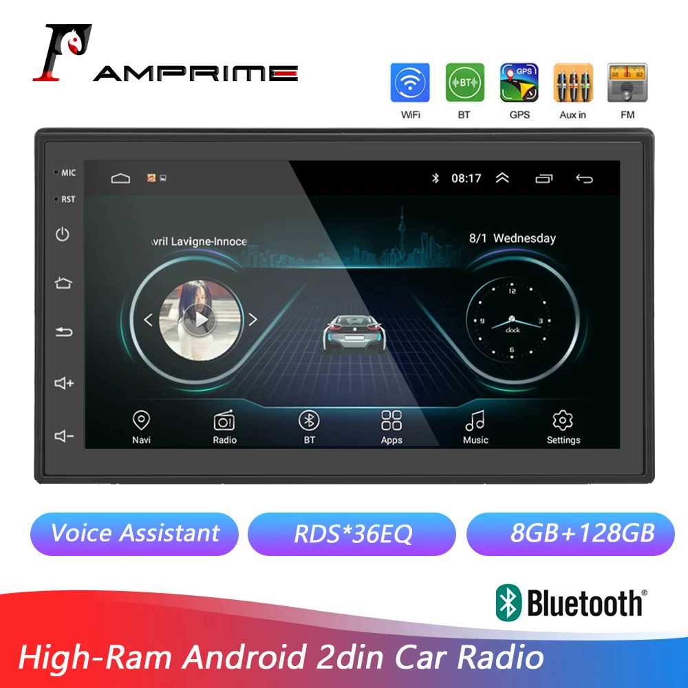 Автомагнитола AMPrime мультимедийный плеер на Android с Bluetooth GPS Wi-Fi 8 ОЗУ + 128 ПЗУ для Toyota VW