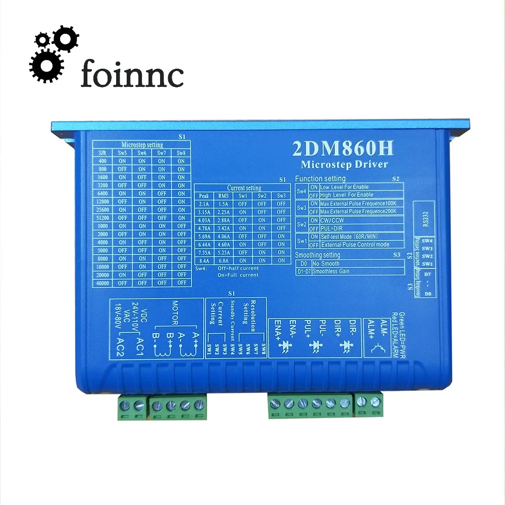 2-фазный цифровой Драйвер шагового двигателя 2DM860H 2.1A-8.4A 24-80 В переменного и