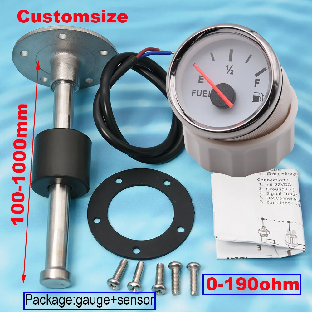

0-190 Ом топливный бак для жидкого топлива отправляющий блок с манометром уровня топлива указатель с красной подсветкой 52 мм датчик уровня то...