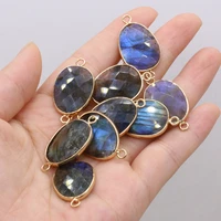 natural stone labradorites pendants gold plated faceted crystal connector for trendy jewelry making diy women necklace bracelet