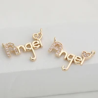 copper plated genuine gold color keeping angel english letter pendant diy necklace pendant accessories materials